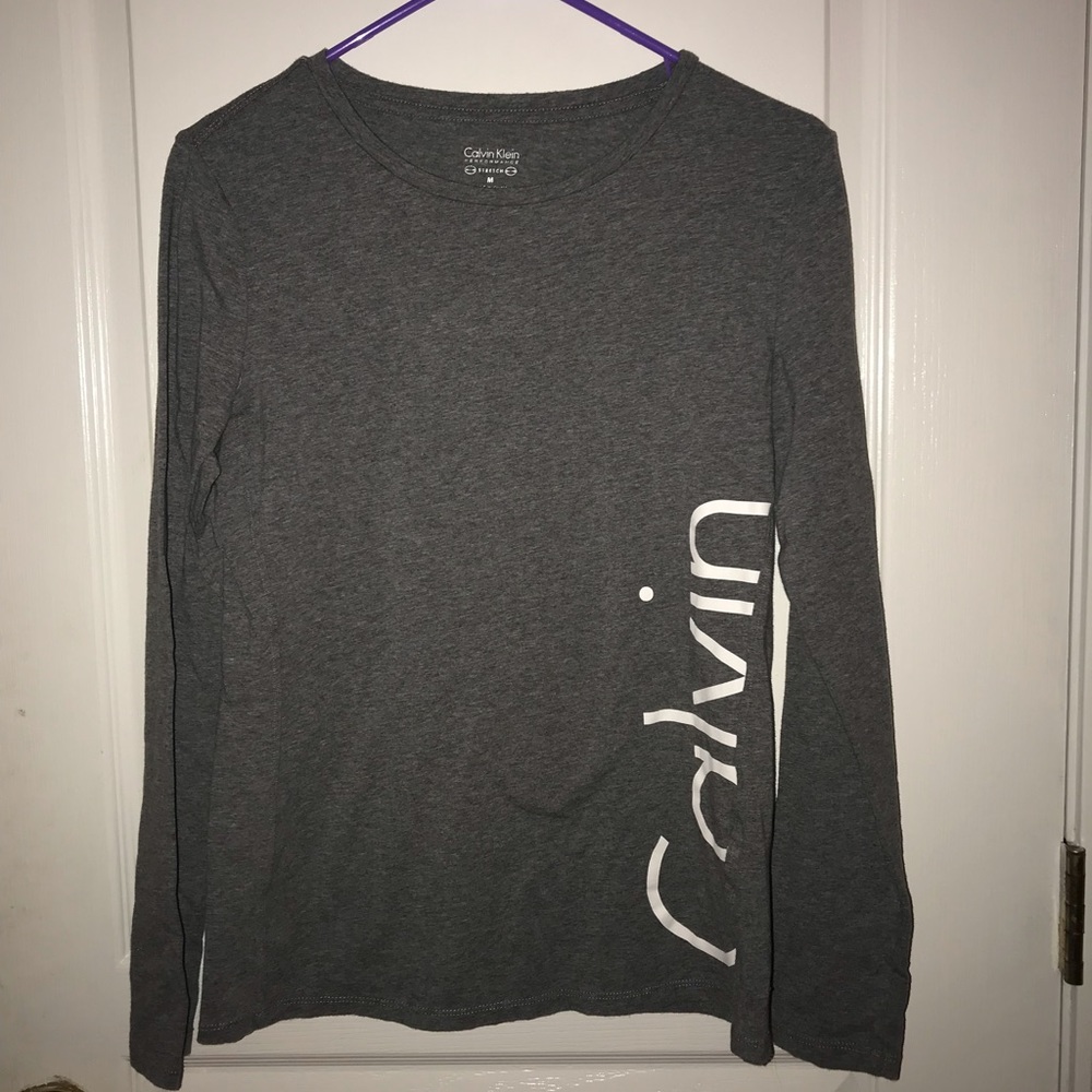 Grey and white Calvin Klein long sleeve shirt